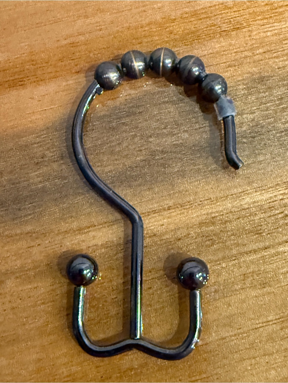 Black Metal Beaded Shower Curtain Hook - Set of 1